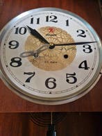 Wandklok - Antiek Hout, Brons, Messing - 1950-1960 -
