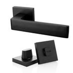 Geveerde deurklink Nova21 zwart met WC-slot en vierkante..., Ophalen of Verzenden, Nieuw, IJzer, Klink of Kruk