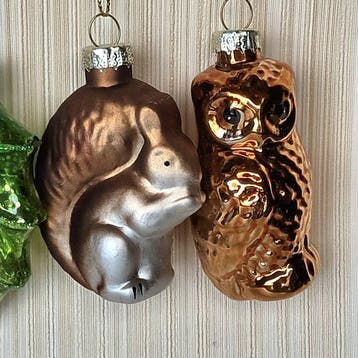 Kerstballen (15) - Bosdieren - Glas, Nieuw