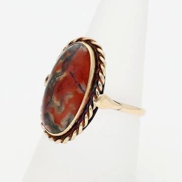 Ring - 14 karaat Geel goud - Mosagaat, Nieuw