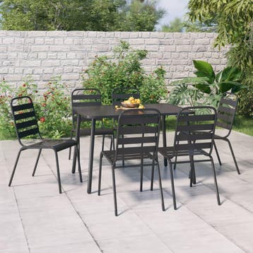 vidaXL 7-delige Tuinset staal antracietkleurig, Verzenden, Nieuw, Tuinset