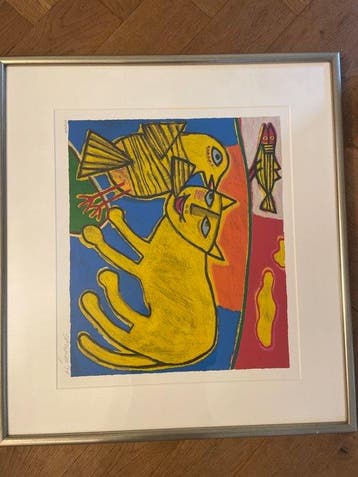Corneille (1922-2010) - Jeu entre chat et oiseau