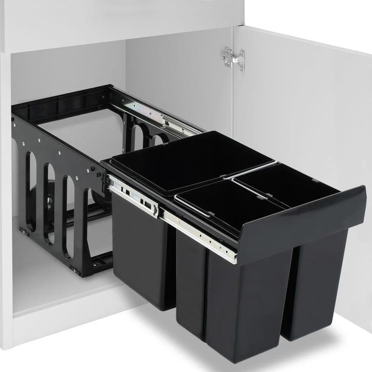 vidaXL Inbouwprullenbak uittrekbaar soft-close 48 L, Maison & Meubles, Accessoires pour la Maison | Poubelles, Envoi