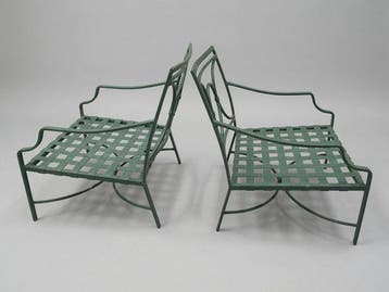 Fauteuil - Een paar vintage buiten loungefauteuils - Metaal,