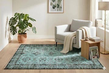 Turkoois vintage - Vloerkleed - 195 cm - 115 cm - met, Huis en Inrichting, Nieuw