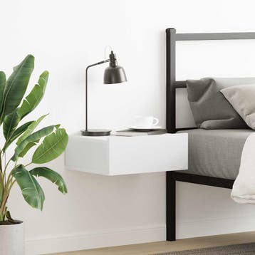 vidaXL Nachtkastje zwevend 40x30x15 cm bewerkt hout wit, Huis en Inrichting, Slaapkamer | Nachtkastjes, Verzenden, Nieuw