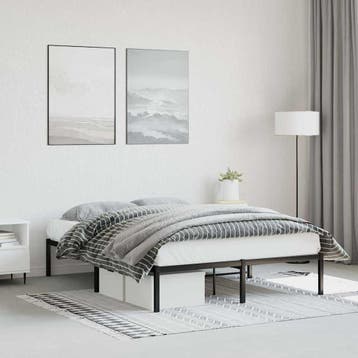 vidaXL Bedframe metaal zwart 135x190 cm, Verzenden, Nieuw