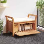 vidaXL Tuinopbergbank met kussen 91 cm massief acaciahout, Tuin en Terras, Tuinsets en Loungesets, Verzenden, Nieuw