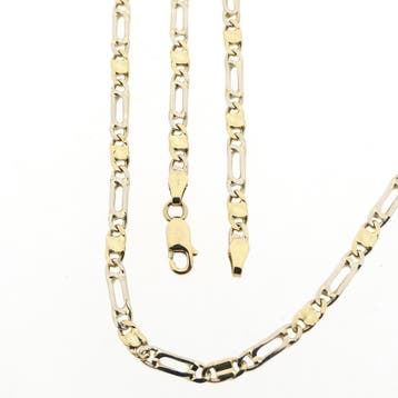 Bicolor gouden valkenoog schakelketting, Handtassen en Accessoires, Kettingen, Ophalen of Verzenden, Gebruikt, Goud, Goud