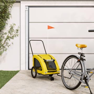 vidaXL Hondenfietstrailer oxford stof en ijzer geel, Verzenden, Nieuw