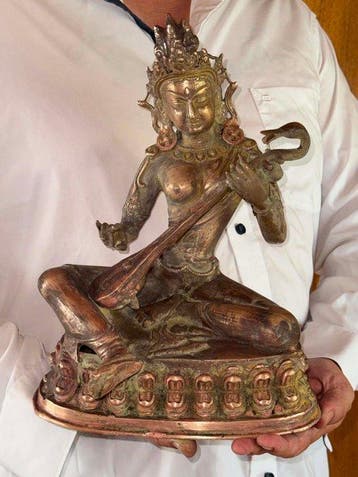 Ongeveer 4,5 kg – 32 cm – Grote Saraswati met Vina – met de, Antiquités & Art
