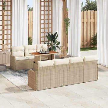 vidaXL Tuinbank Set 8 st beige en crèmekleurig, Tuin en Terras, Verzenden, Nieuw