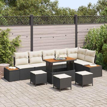 vidaXL Tuinbank Set 10 st 9-Aantal zitplaatsen Zwart en, Verzenden