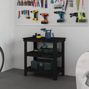 vidaXL Werkbank 78,5x50x80 cm massief grenenhout zwart, Doe-het-zelf en Bouw, Werkbanken, Verzenden, Nieuw