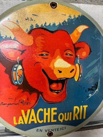 Vintage La Vache Qui Rit Emaille Reclamebord – Franse Food
