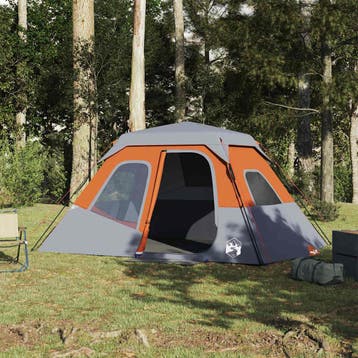 vidaXL Tent 6-persoons waterdicht snelontgrendeling grijs en, Verzenden, Nieuw