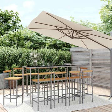 vidaXL 11-delige Tuinbarset poly rattan en massief, Verzenden, Nieuw