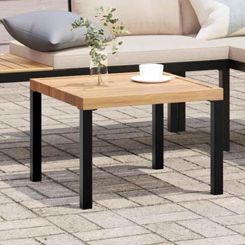 vidaXL Tuinsalontafel 55x55x39,5 cm gepoedercoat staal zwart, Verzenden, Nieuw