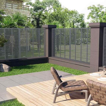 vidaXL Lamellenhek 180x180 cm HKC grijs, Jardin & Terrasse, Clôtures de jardin, Verzenden