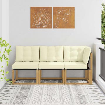vidaXL 3 st Outdoor Midden- en Hoekbank Wit, Verzenden