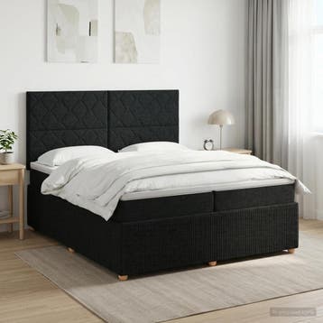 vidaXL Boxspringbed met matras met hoofdeinde Zwart 200 x, Verzenden