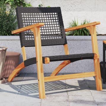 vidaXL Tuinnstoelen 2 st poly rattan en acaciahout zwart, Verzenden