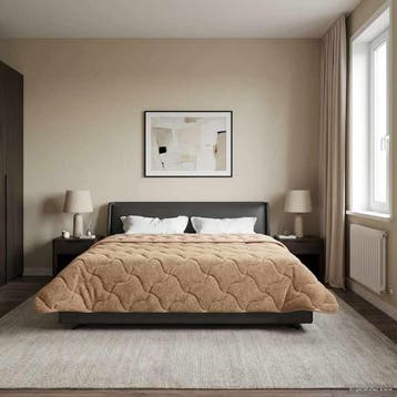 vidaXL Zomer Deken Taupe 200 x 200 cm Microvezel en Teddy, Verzenden