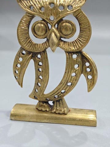 Decoratief ornament - koperen uilbeeldje - Europa, Antiek en Kunst