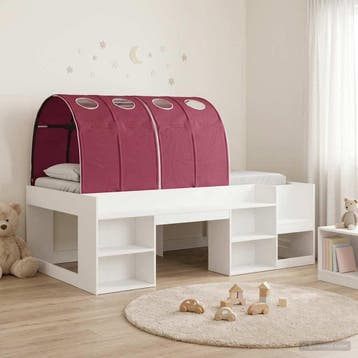 vidaXL Bedframe met Tunnel 3 st Wit en Rood Geconstrueerd, Verzenden