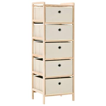 vidaXL Opbergmeubel met 5 stoffen manden cederhout beige, Verzenden, Nieuw