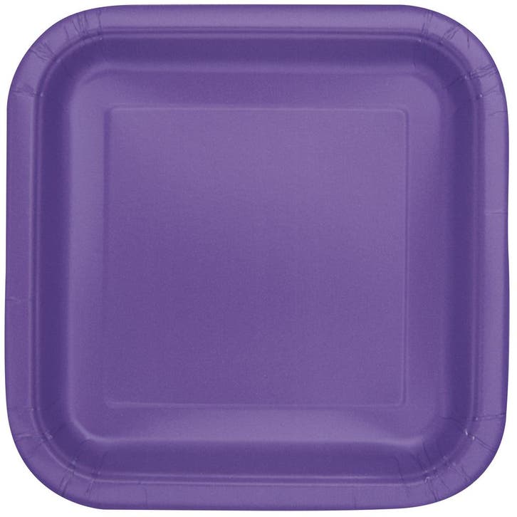 Paarse Borden Neon Vierkant 23cm 14st, Hobby en Vrije tijd, Feestartikelen, Nieuw, Verzenden