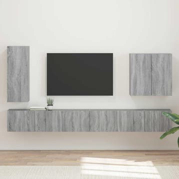 vidaXL Tv Wandkast Set 6 st Grijs Sonoma, Huis en Inrichting, Kasten |Televisiemeubels, Verzenden, Nieuw