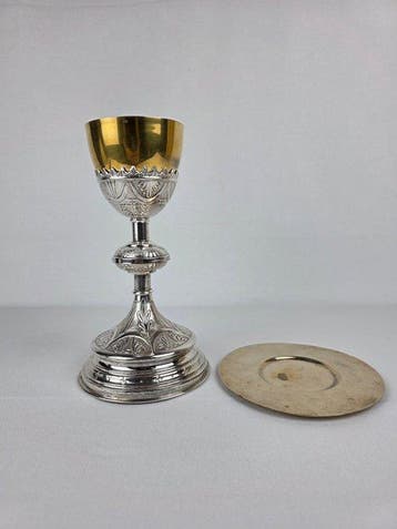 Calice - Argent 800 - Calice liturgique précieux – 23,5 cm