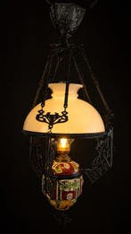 Lampe à suspendre - Céramique, Verre, Laiton, Antiquités & Art