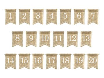 Tafelnummers Jute 10,5cm 20st, Verzenden, Nieuw