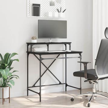 vidaXL Bureau Zwart Eiken 80 x 50 x 90 cm Bewerkt hout, Verzenden