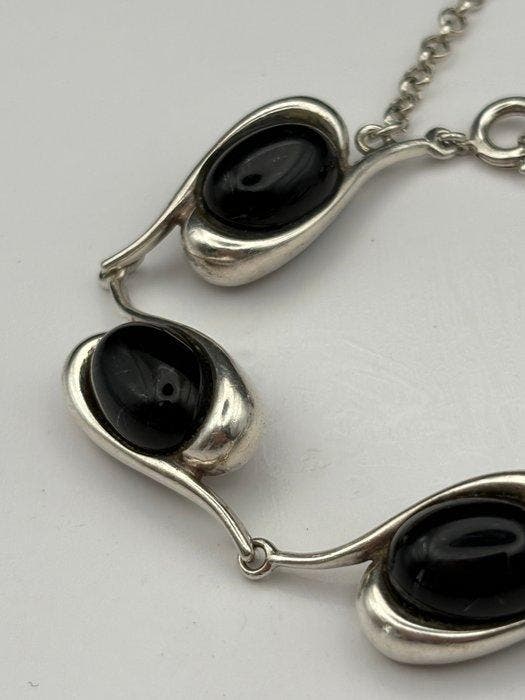Zilver - Armband - Onyx, Antiquités & Art, Art | Objets design