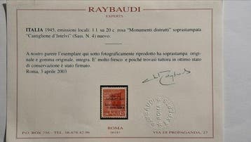 Italië 1945 - Italië 1945 Lokale emissies: 1 lira op 20, Gestempeld