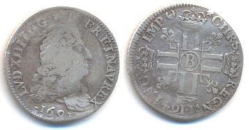 1/4 Ecu 1691 Rouen ueberpraegt auf 1641 Frankreich, Verzenden, België