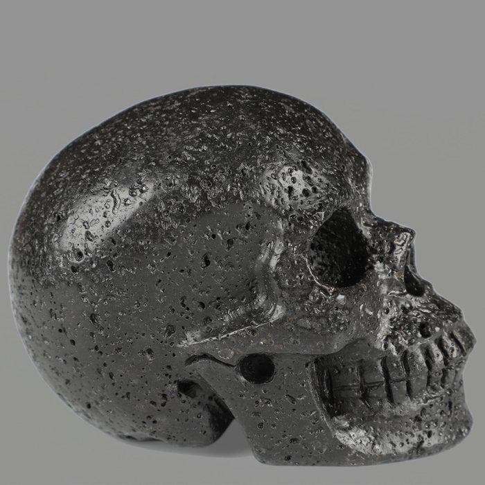 376 g lavasteen schedel - De hartdrager van het aardvuur -, Collections, Minéraux & Fossiles