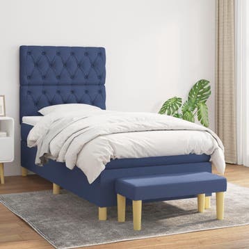 vidaXL Boxspring met matras stof blauw 80x200 cm, Verzenden, Nieuw