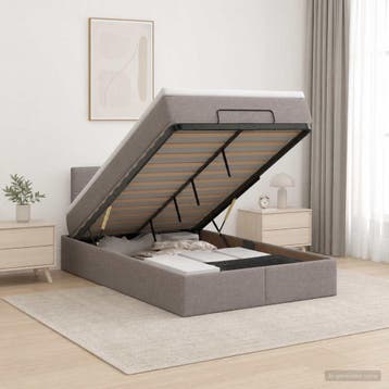 vidaXL Ottoman bed met matras met hoofdeinde Taupe 120 x 200, Maison & Meubles, Chambre à coucher | Lits, Verzenden