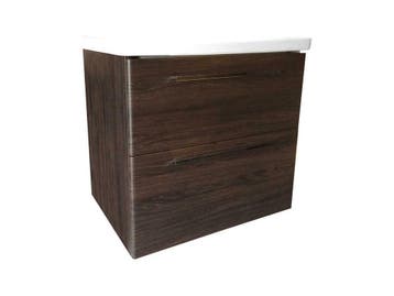 onderkast + wastafel Winner Oak-Dark Brown 80 cm, Huis en Inrichting, Badkamer | Badkamermeubels, Ophalen of Verzenden, Nieuw
