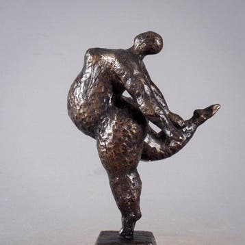 Beeld, bronzen sculptuur van dansende ballerina - 24 cm -