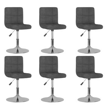 vidaXL Eetkamerstoelen 6 st draaibaar stof donkergrijs, Verzenden