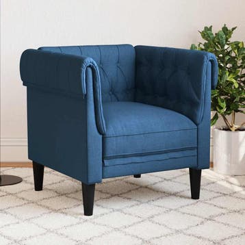 vidaXL Fauteuil Chesterfield-stijl stof blauw, Huis en Inrichting, Verzenden, Nieuw