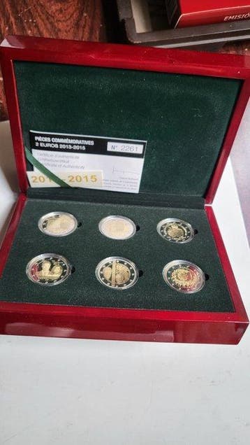 Luxemburg. 2 Euro 2013/2015 (6 coins) Proof (Zonder