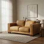 Leren bank Clear - 2 zits, Bohemian, Eigentijds, Modern, Retro, Vintage, 150 tot 200 cm, Nieuw, Ophalen of Verzenden