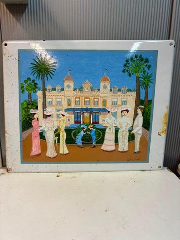 Emaille wandplaat – Casino de Monte-Carlo – gesigneerd G.