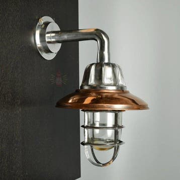 Wandlamp - Koper, Metaal, Glas - Industrieel kooi-lamp